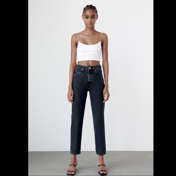 ZARA NWT MOM JEANS BLUE SZ 6 HIGH WAISTED - Picture 2 of 9